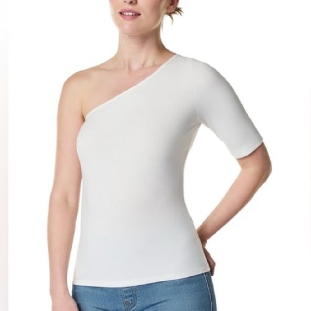 SPANX Ribbed One-Shoulder Top In Powder NWT
